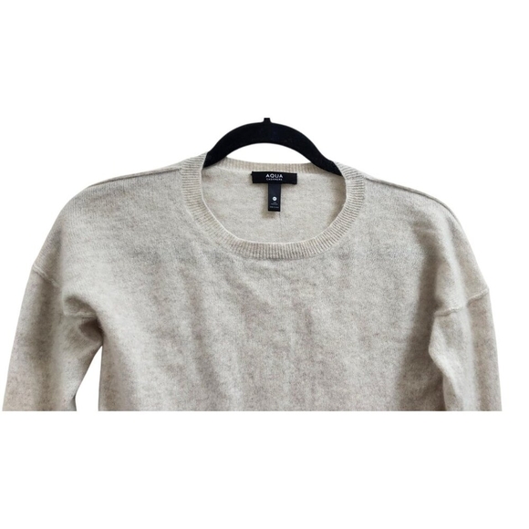 Aqua Cashmere High Low Crewneck Sweater, Light Grey Size XS - Picture 4 of 10